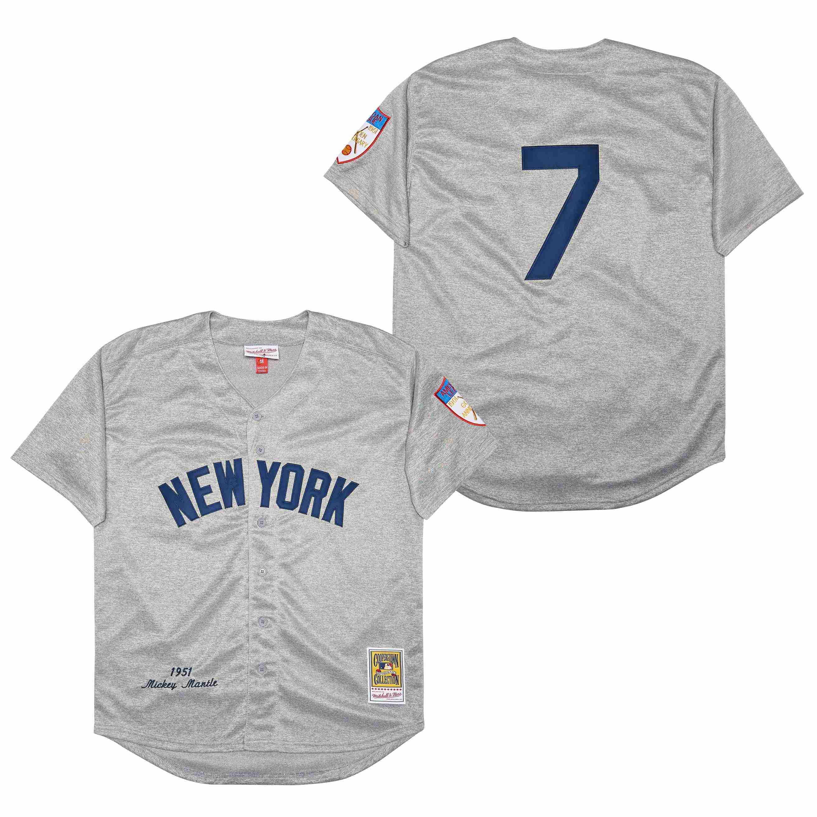 Men New York Yankees #7 No name Grey 1951 MLB Jersey->chicago cubs->MLB Jersey